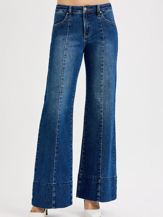 The Tummy Control Mid Rise Ankle Wide Flare Jeans