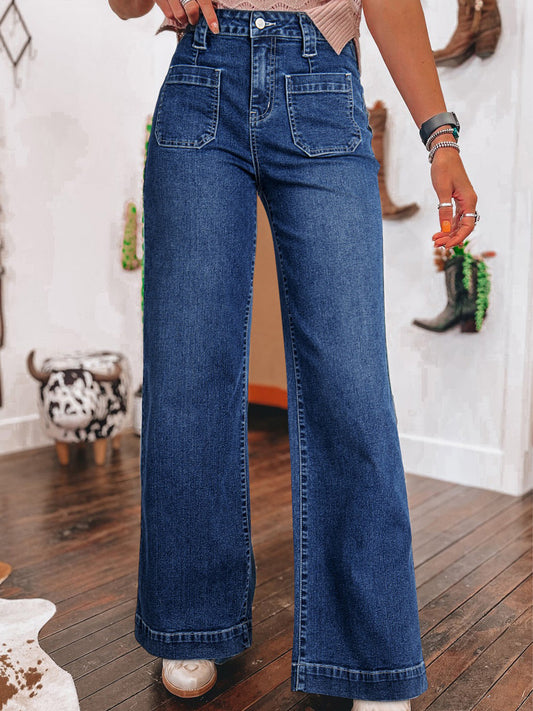 The Wide Leg Pocketed High Waist Jeans